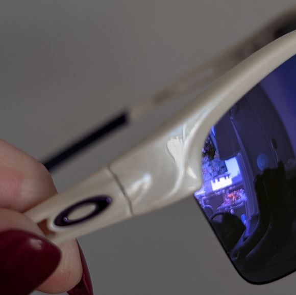 Oakley | RPM Squared Sunglasses, White Half Rim Frame, Purple Lenses - Picture 9 of 14